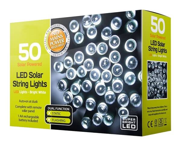 Conzept solcelle lyskæde 50xLED varmhvid