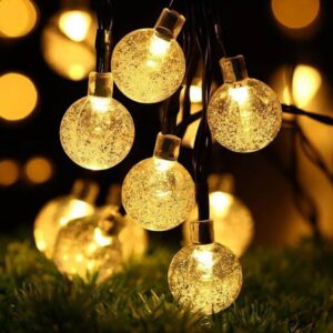 Solcelle lyskæde m/kuglelys - 5M-20 LED / 7M-50 LED / 12M-100 LED - 12 Meter/100 LED