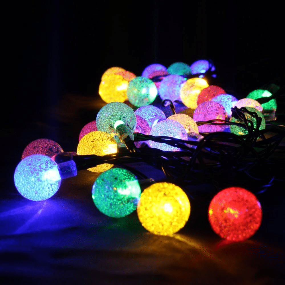 Aurora solcelle partylyskæde med kuglelys (50 LED, flerfarvet)